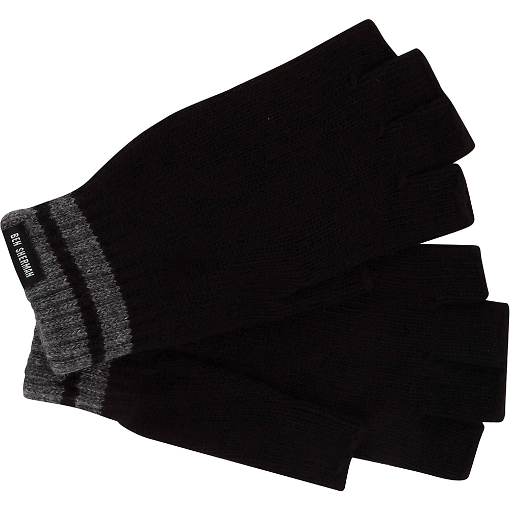 Ben Sherman Placed Tipping Knit Fingerless Glove Black Ben Sherman Hats Gloves Scarves