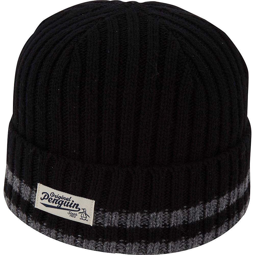 Original Penguin Chunky Knit Watchcap Black Original Penguin Hats Gloves Scarves