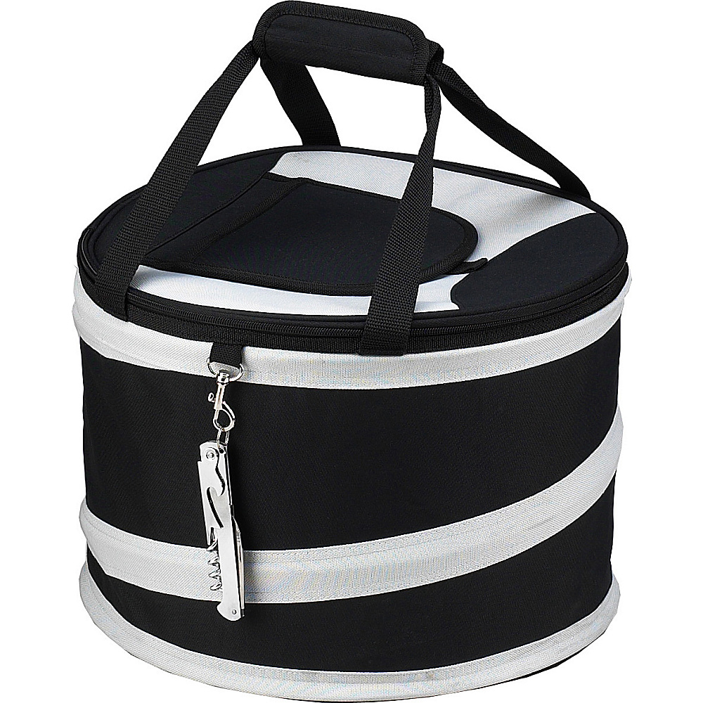 Picnic at Ascot 24 Can Collapsible Cooler with Clip on Corkscrew Black Grey Picnic at Ascot Outdoor Coolers
