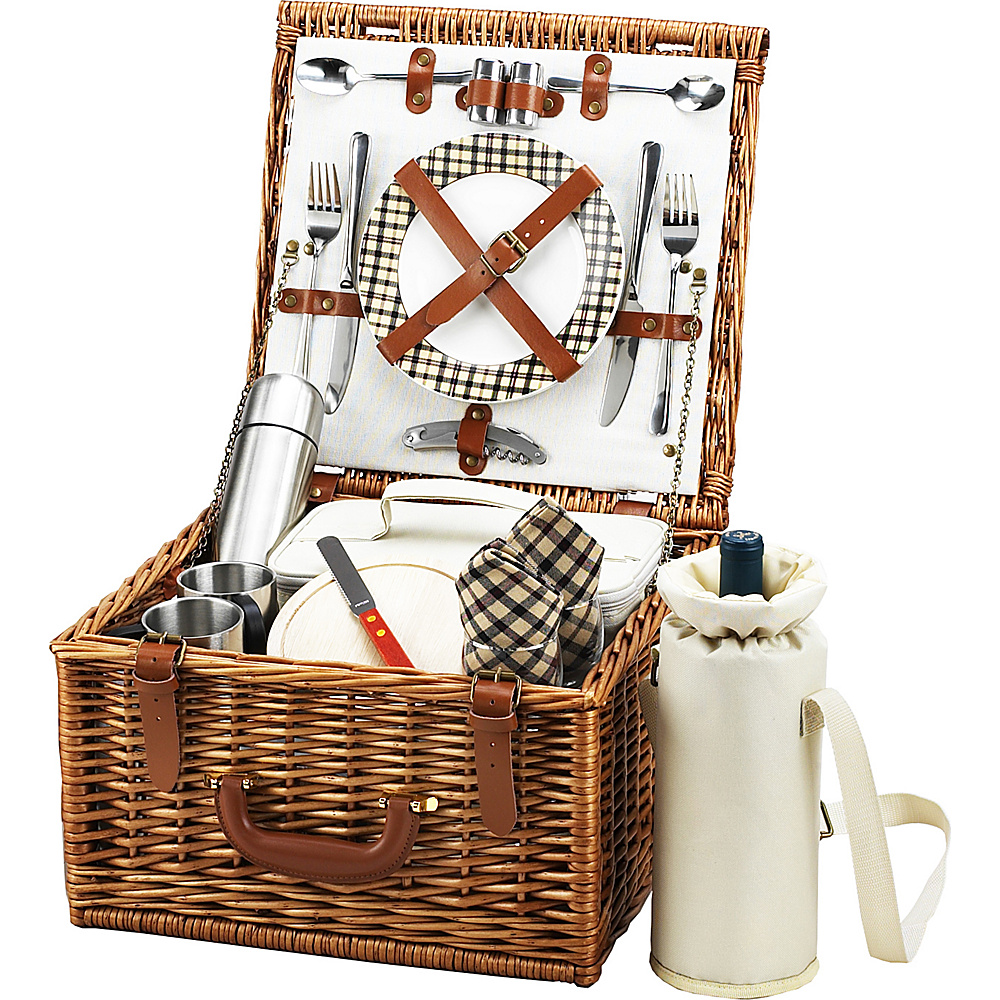 Picnic at Ascot Cheshire English Style Willow Picnic Basket with Service for 2 and Coffee Set Wicker w London Picnic at Ascot Outdoor Accessories