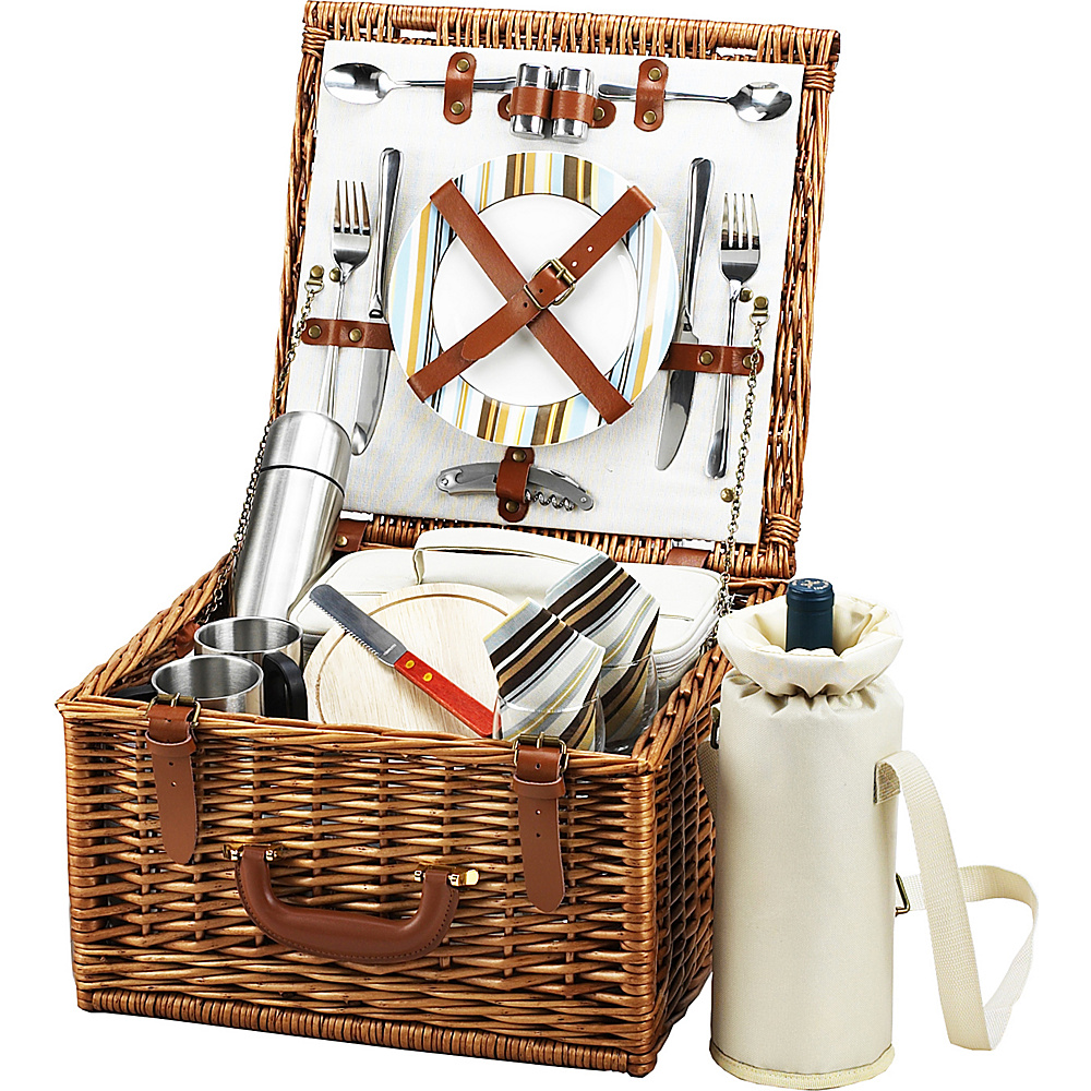 Picnic at Ascot Cheshire English Style Willow Picnic Basket with Service for 2 and Coffee Set Wicker w Santa Cruz Picnic at Ascot Outdoor Accessories