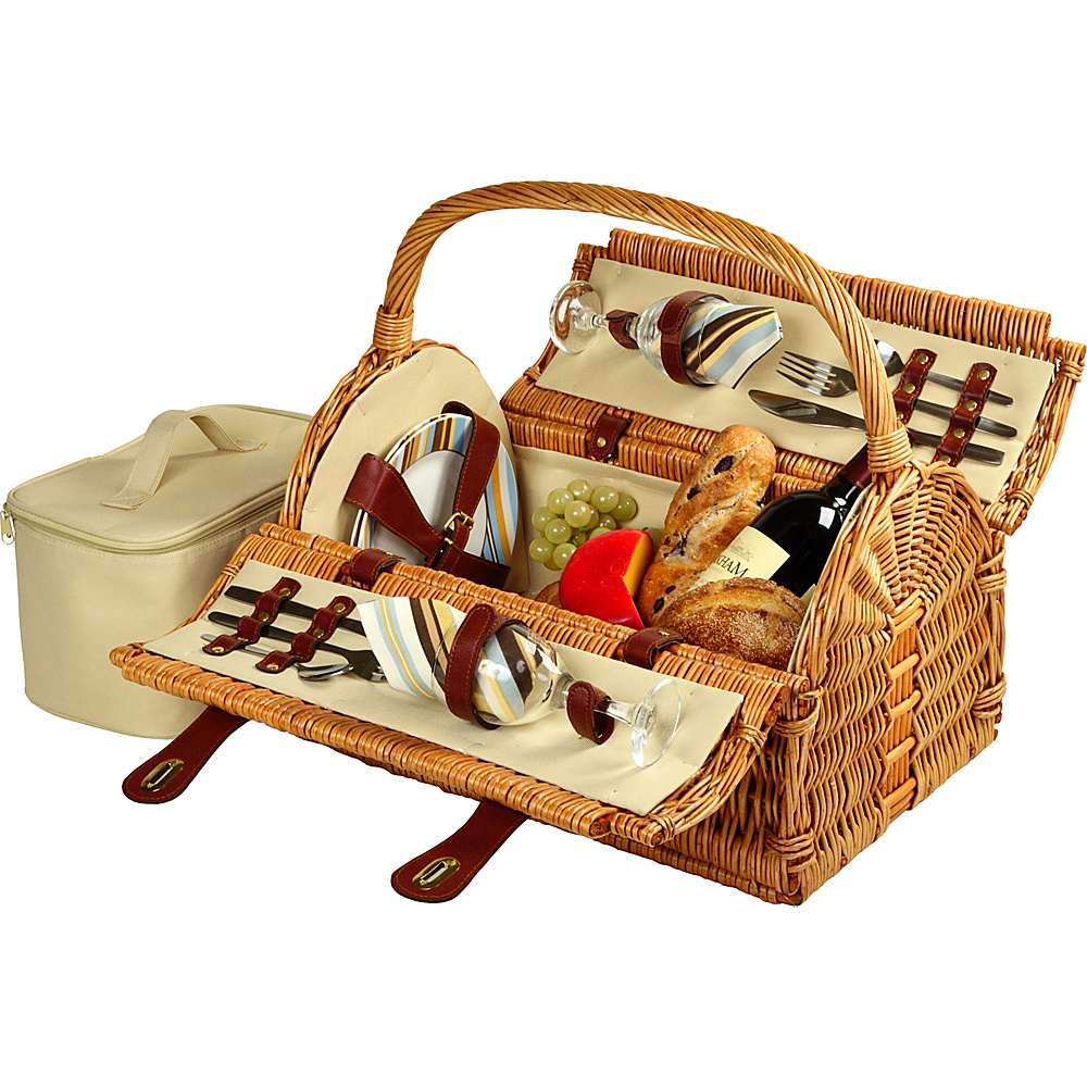 Picnic at Ascot Sussex Willow Picnic Basket with Service for 2 Wicker w Santa Cruz Picnic at Ascot Outdoor Accessories