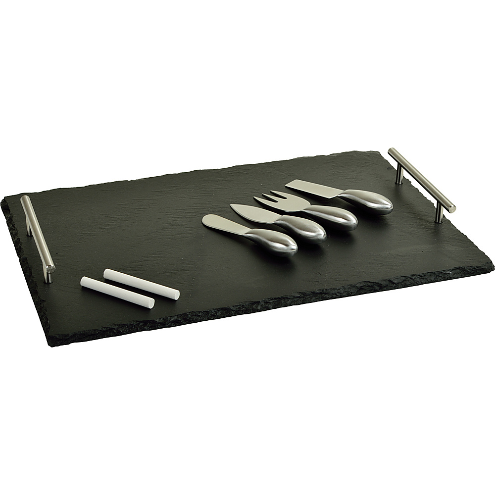 Picnic at Ascot Sardo Slate Cheese Board with 4 Tools and Soapstone Chalk Black Slate Picnic at Ascot Outdoor Accessories
