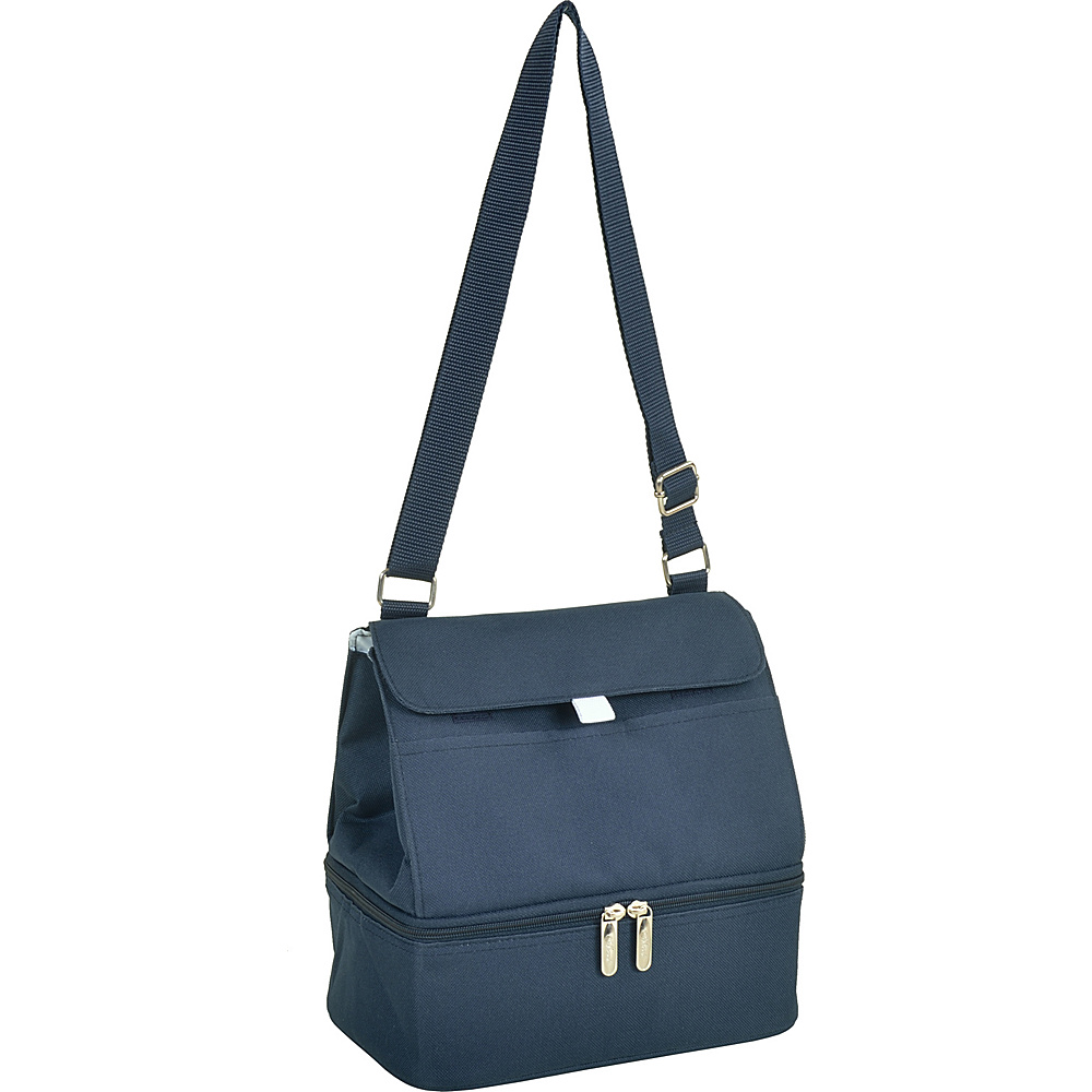 Picnic at Ascot Fashion Insulated Lunch Bag Two Section w Shoulder Strap Navy Picnic at Ascot Travel Coolers