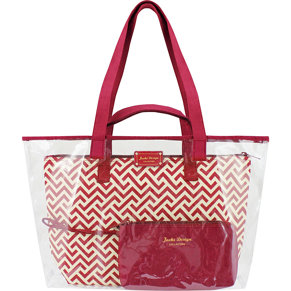 Jacki Design Contour 3 Piece Tote Bag Set Red Jacki Design Manmade Handbags