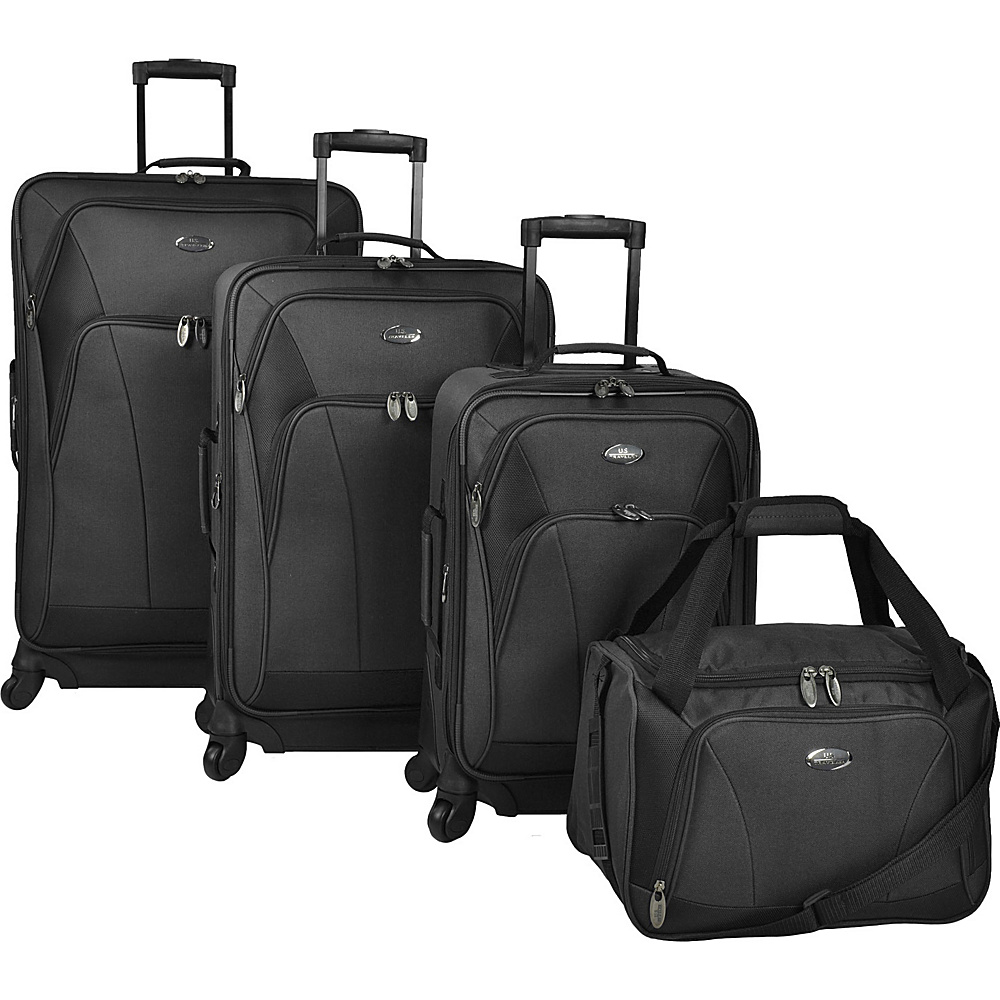 U.S. Traveler Saratoga 4 Piece Spinner Set Black U.S. Traveler Luggage Sets