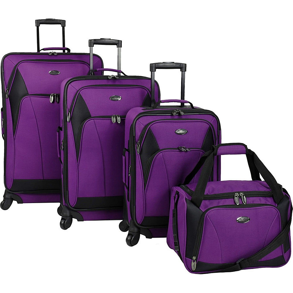 U.S. Traveler Saratoga 4 Piece Spinner Set Purple U.S. Traveler Luggage Sets