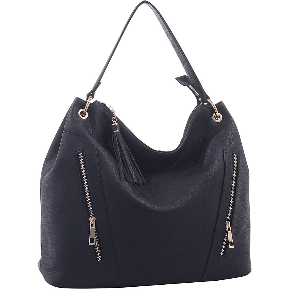 MKF Collection Corinne Tasseled Hobo Bag Black MKF Collection Manmade Handbags