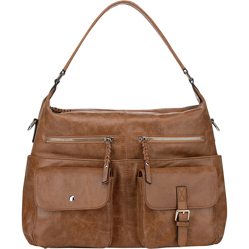 Vicenzo Leather Carlotta Distressed Leather Shoulder Bag Brown Vicenzo Leather Leather Handbags