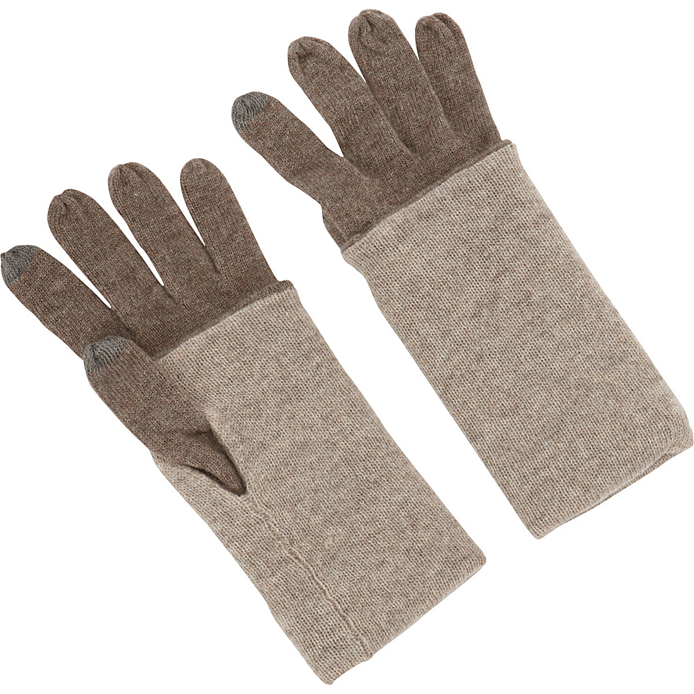 Kinross Cashmere Contrast Hem Gloves Doeskin Mink Kinross Cashmere Hats Gloves Scarves
