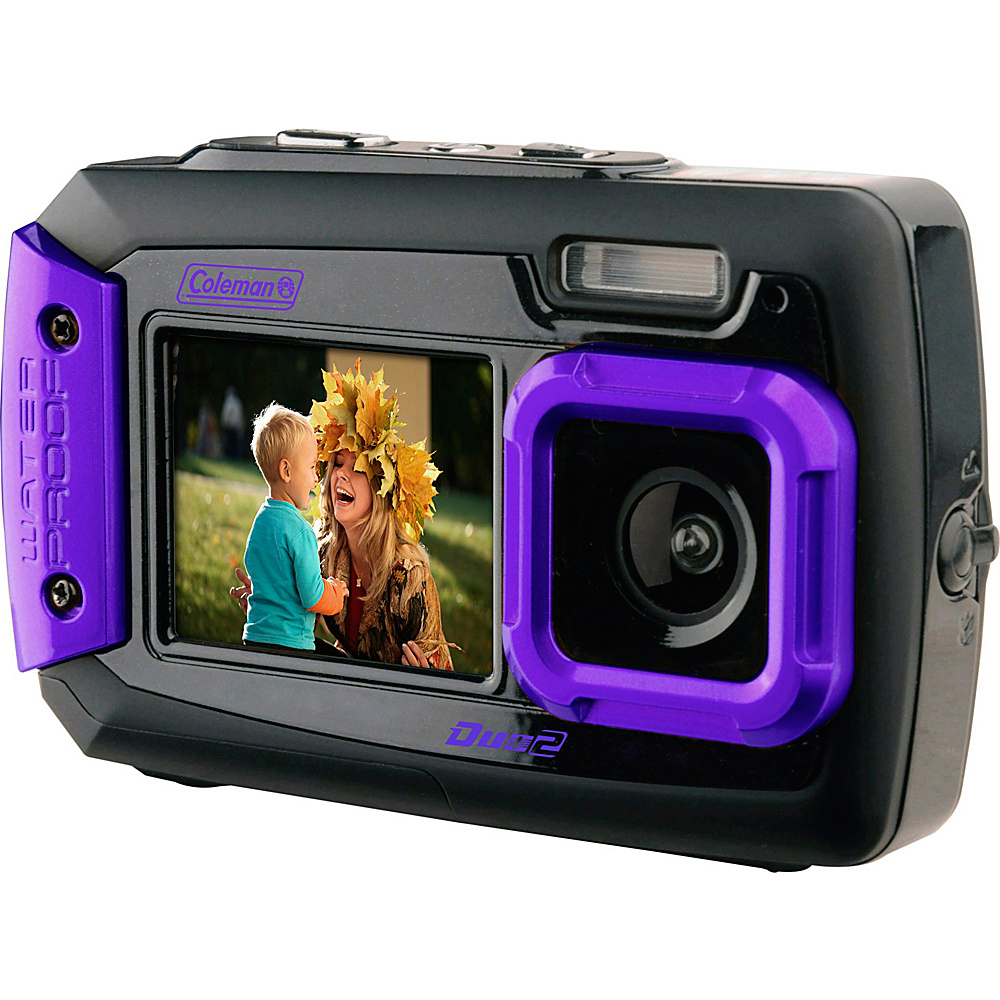 Coleman Duo2 20.0 MP Underwater Digital Video Camera Waterproof to 10 ft with Dual LCD Screens Purple Coleman Cameras