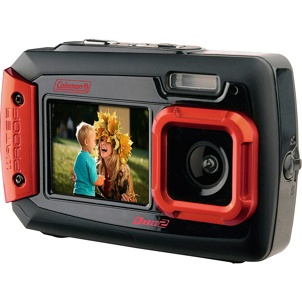 Coleman Duo2 20.0 MP Underwater Digital Video Camera Waterproof to 10 ft with Dual LCD Screens Red Coleman Cameras