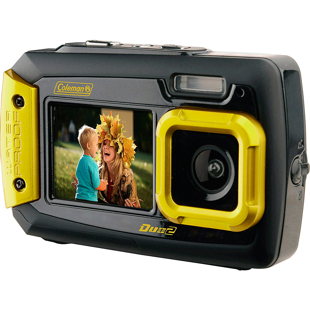 Coleman Duo2 20.0 MP Underwater Digital Video Camera Waterproof to 10 ft with Dual LCD Screens Yellow Coleman Cameras