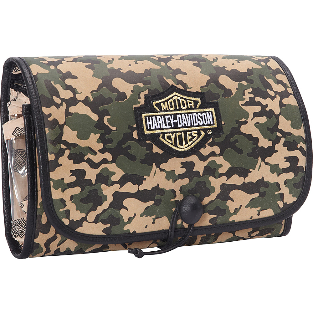 Harley Davidson by Athalon Tri Fold Leather Hanging Toiletry Kit Camouflage Harley Davidson by Athalon Toiletry Kits