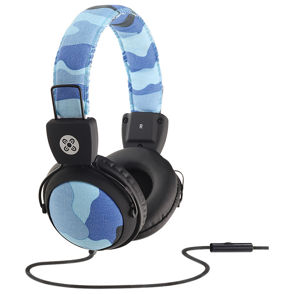 Moki Camo Headphones w In Line Mic Blue Moki Headphones Speakers
