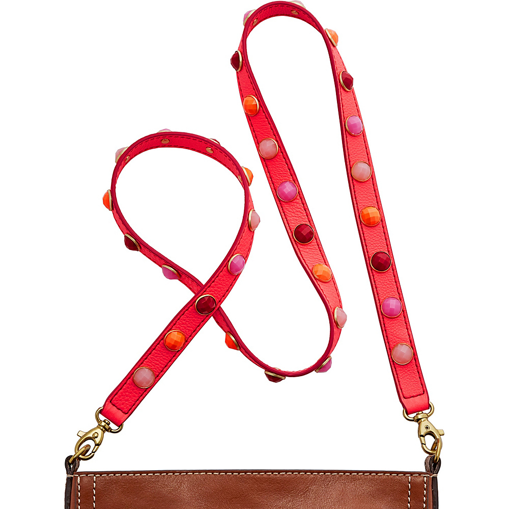 Fossil Crossbody Strap Neon Coral Fossil Leather Handbags
