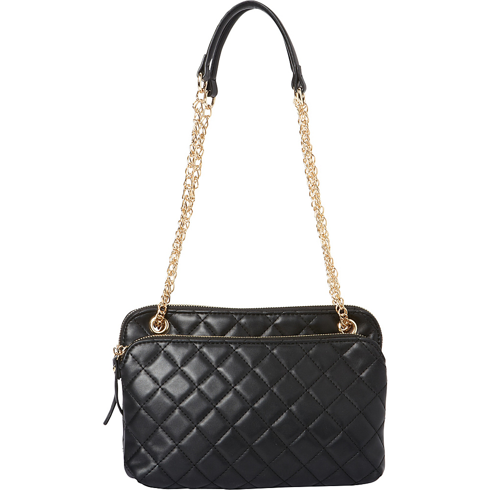 La Diva Faye Quilted Shoulder Bag Black La Diva Manmade Handbags