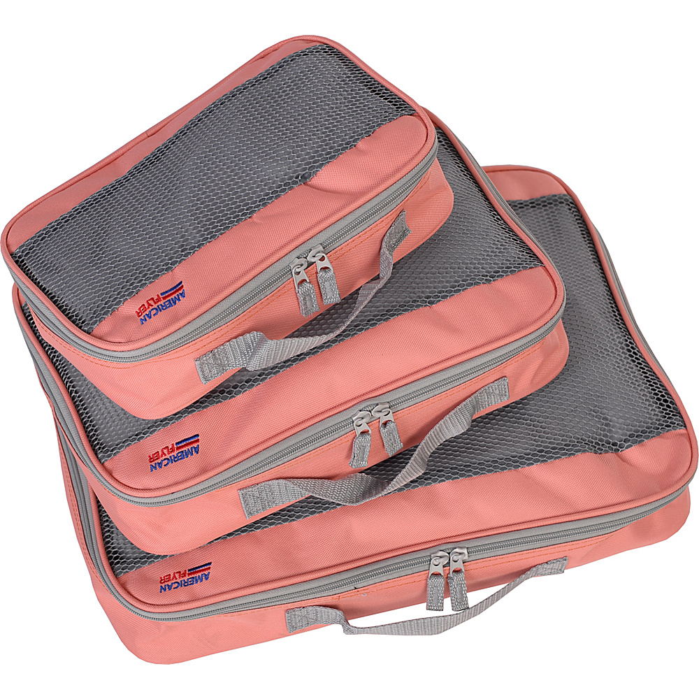American Flyer Perfect Packing Cube 3pc Set Coral American Flyer Travel Organizers