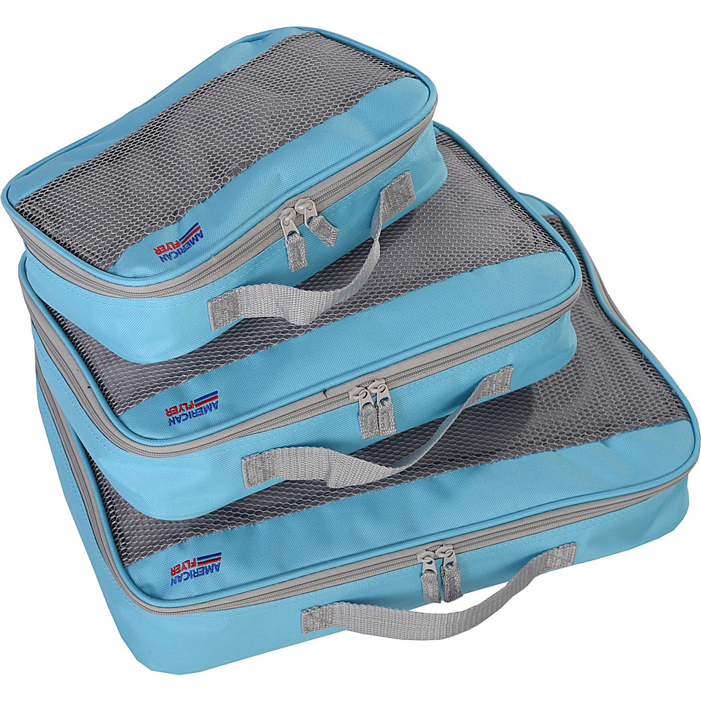 American Flyer Perfect Packing Cube 3pc Set Turquoise American Flyer Travel Organizers