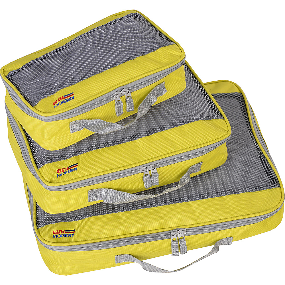 American Flyer Perfect Packing Cube 3pc Set YELLOW American Flyer Travel Organizers