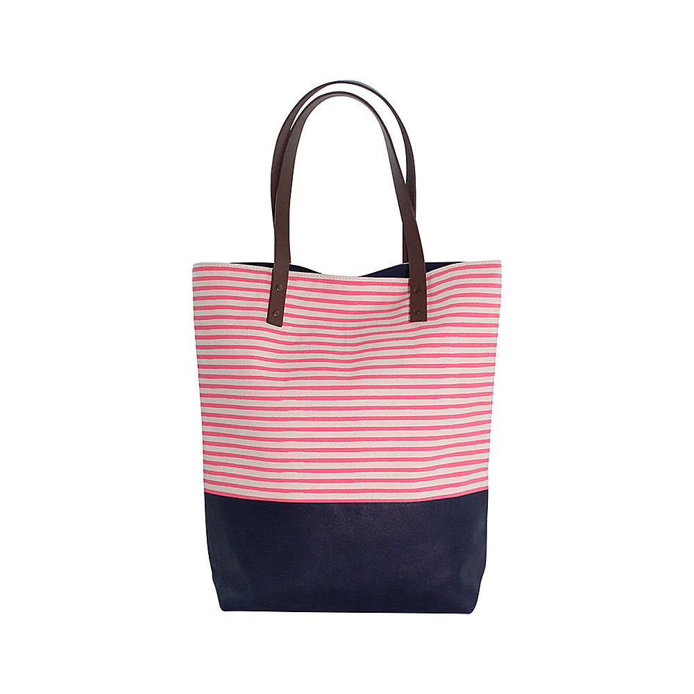 CB Station Seaport Stripes Dipped Tote Coral Navy CB Station Fabric Handbags
