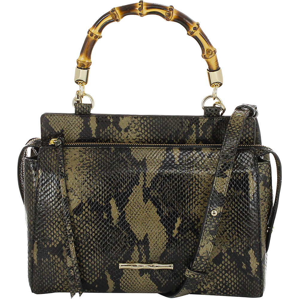 Elaine Turner Olive Python Satchel Golden Moss Python Elaine Turner Designer Handbags