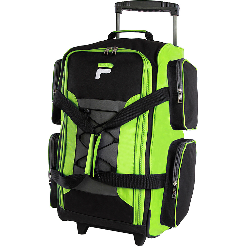 Fila 22 Lightweight Carry On Rolling Duffel Bag Neon Lime Fila Rolling Duffels