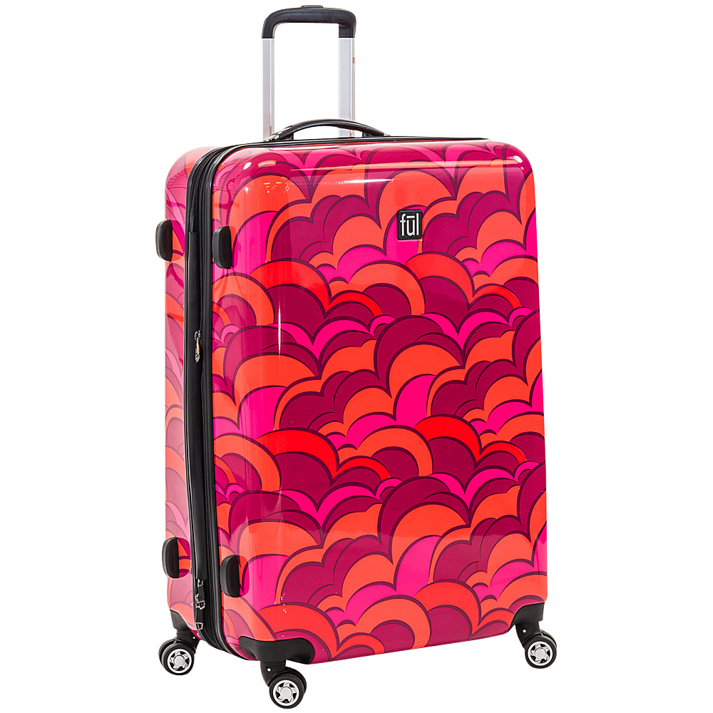 ful Sunset 28 Inch Spinner Rolling Luggage Orange ful Hardside Checked