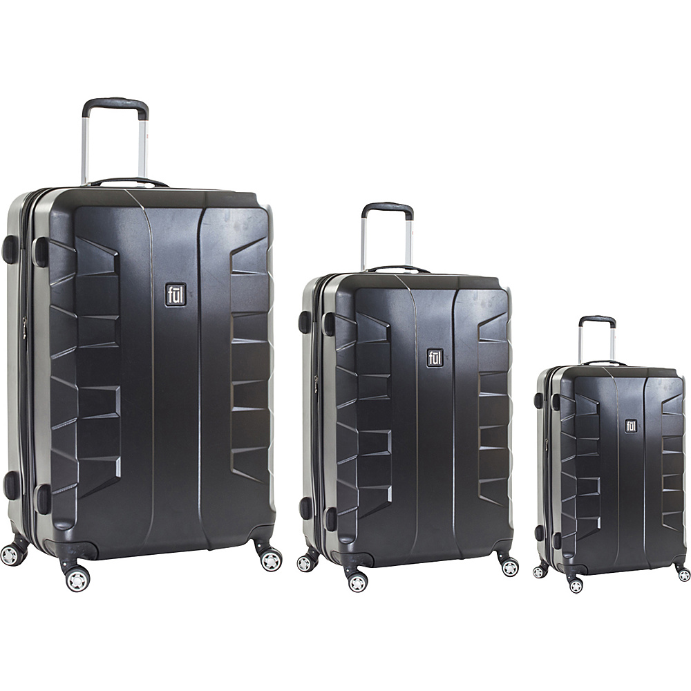ful Laguna Series 3 Piece Spinner Luggage Set Black ful Luggage Sets