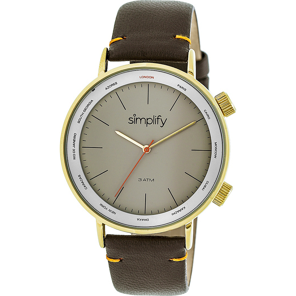Simplify The 3300 Unisex Watch Dark Brown Gold Grey Simplify Watches