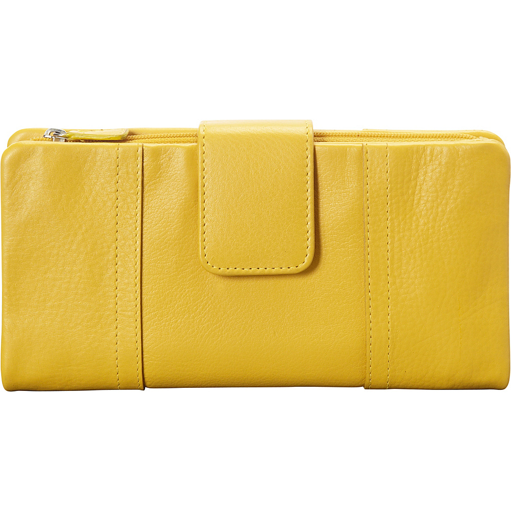Mancini Leather Goods Ladies RFID Secure Clutch Wallet Mustard Mancini Leather Goods Women s Wallets