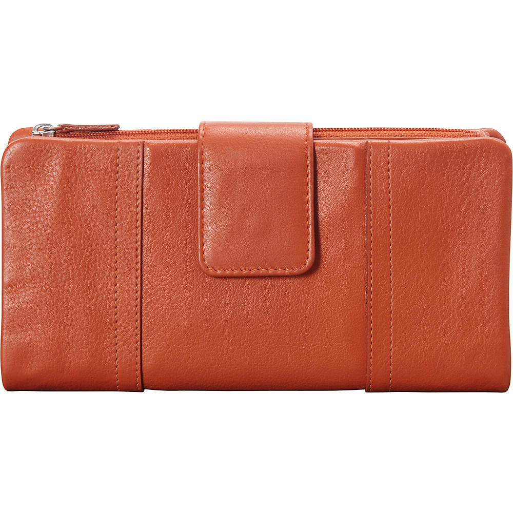 Mancini Leather Goods Ladies RFID Secure Clutch Wallet Rust Mancini Leather Goods Women s Wallets
