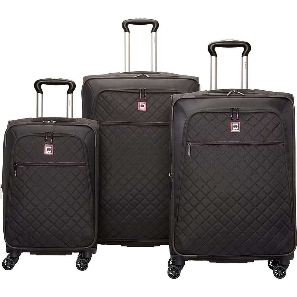 Delsey Quilted 3 Piece Spinner Luggage Set EXCLUSIVE Black Delsey Luggage Sets