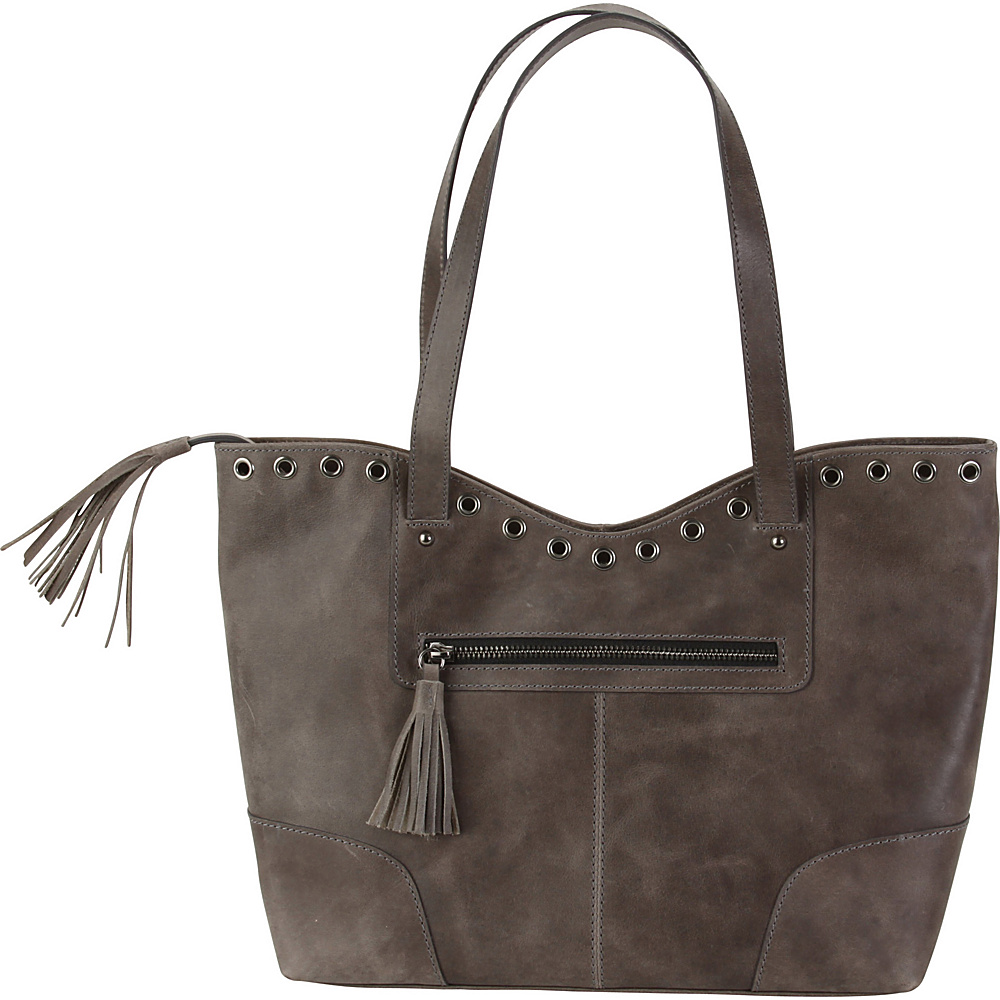 Hadaki Grommet Tote Distressed Gray Hadaki Leather Handbags