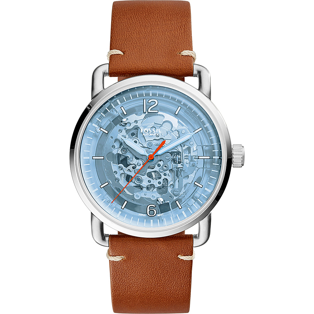 Fossil The Commuter Automatic Leather Watch Light Brown Fossil Watches