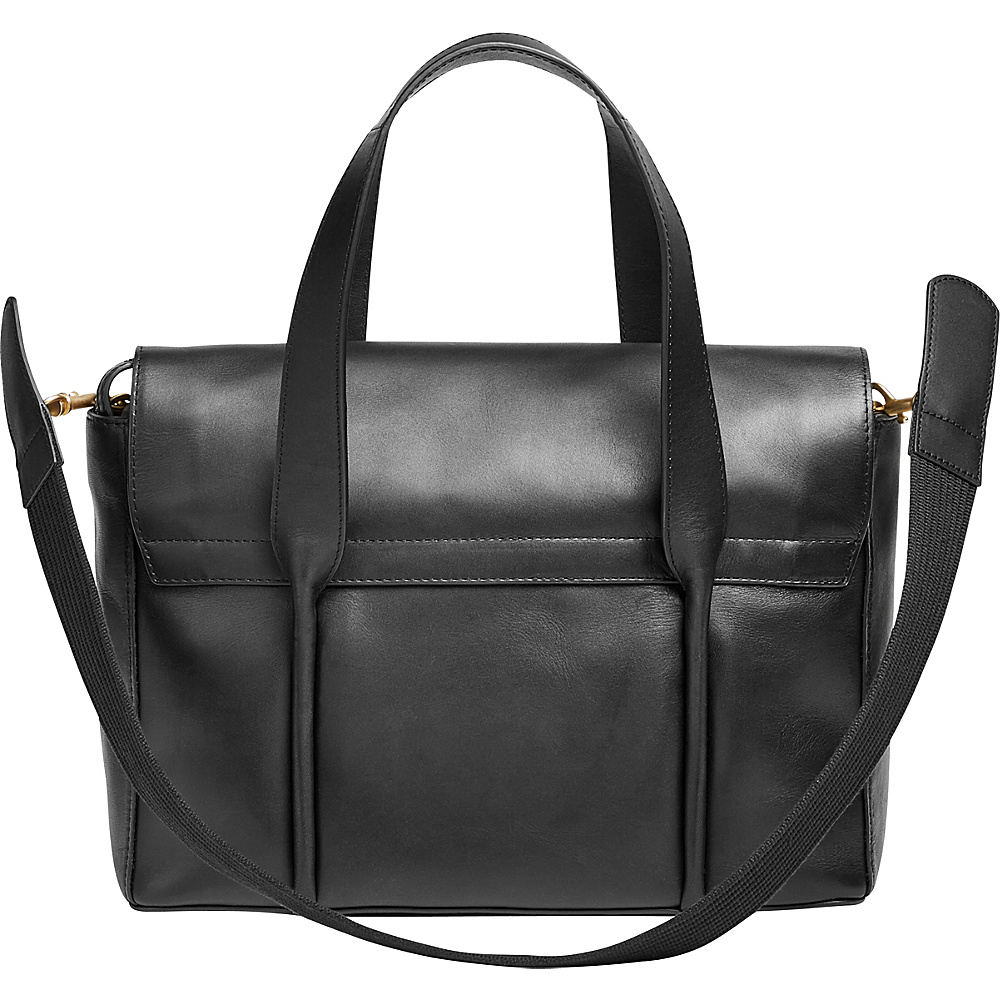 Skagen Beatrix Leather Flap Satchel Black Skagen Leather Handbags