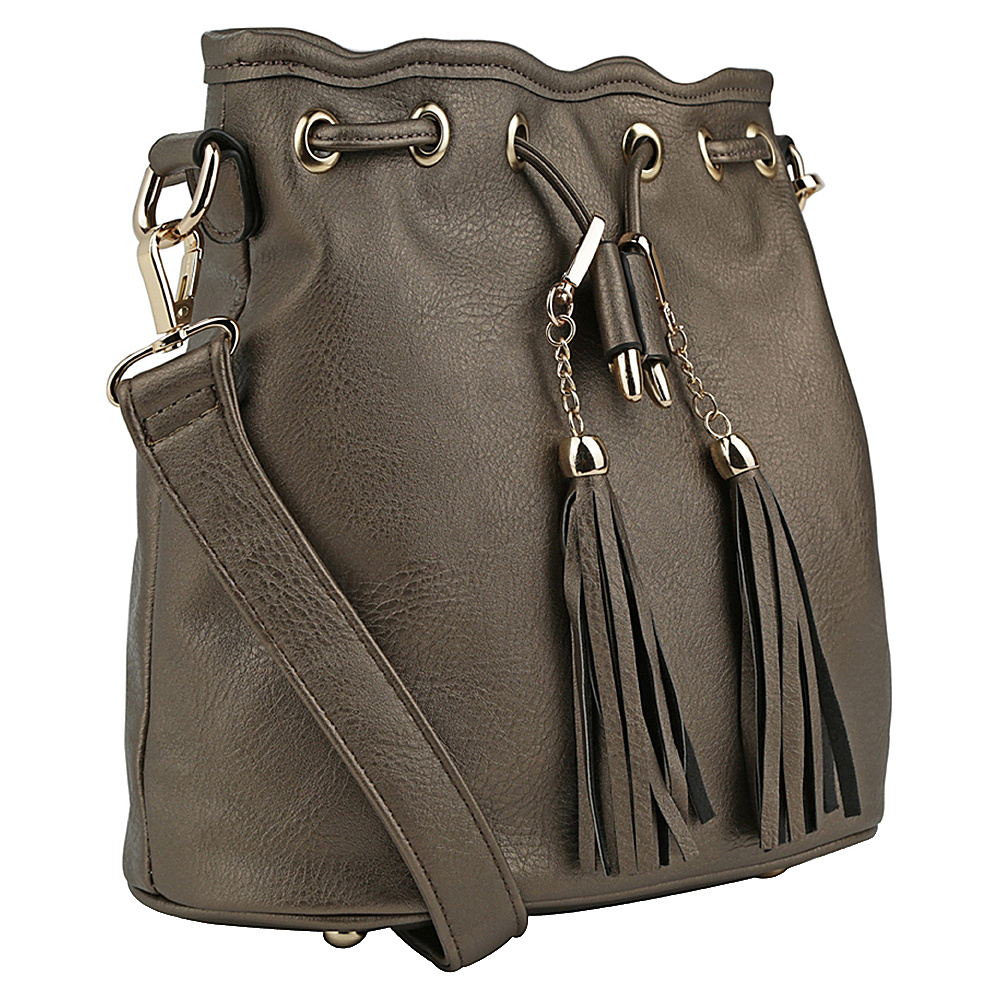 MKF Collection Amala Drawstring Cross Body Bag Pewter MKF Collection Manmade Handbags