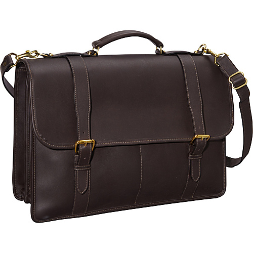 Jack Georges University Collection Oversized Laptop Brief w/ Buckle Closure Straps Brown - Jack Georges Non-Wheeled Computer Cases