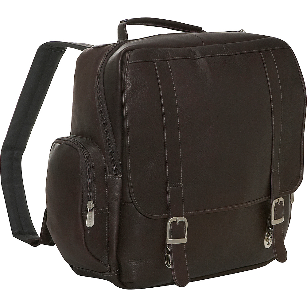 Piel Vertical Leather Laptop Backpack Chocolate