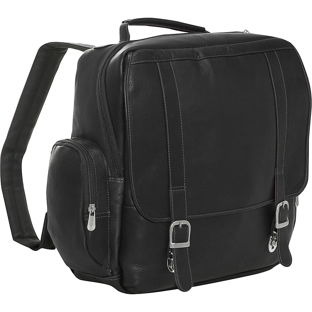 Piel Vertical Leather Laptop Backpack Black