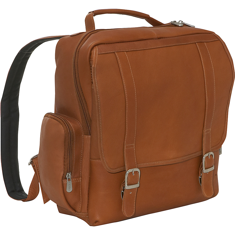 Piel Vertical Leather Laptop Backpack Saddle