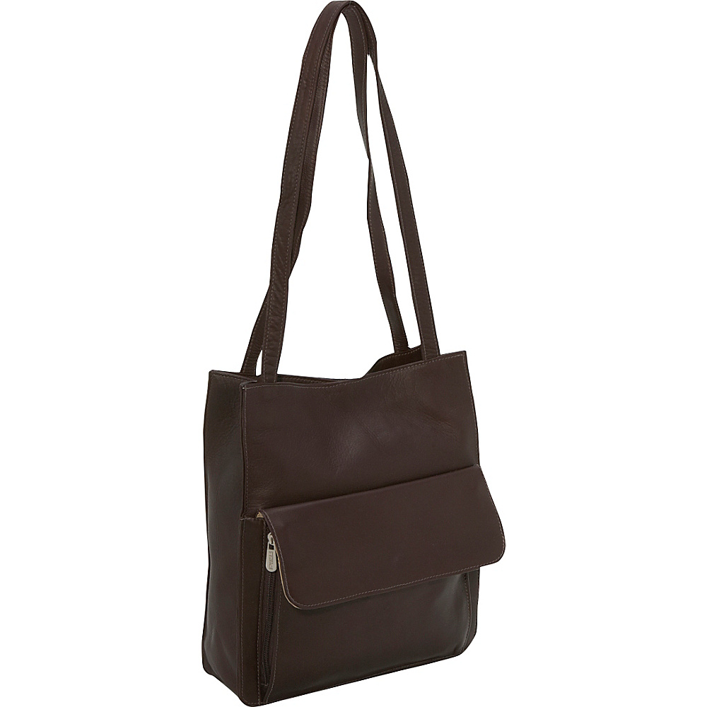 Piel Shoulder Tote Organzier Chocolate Piel Leather Handbags