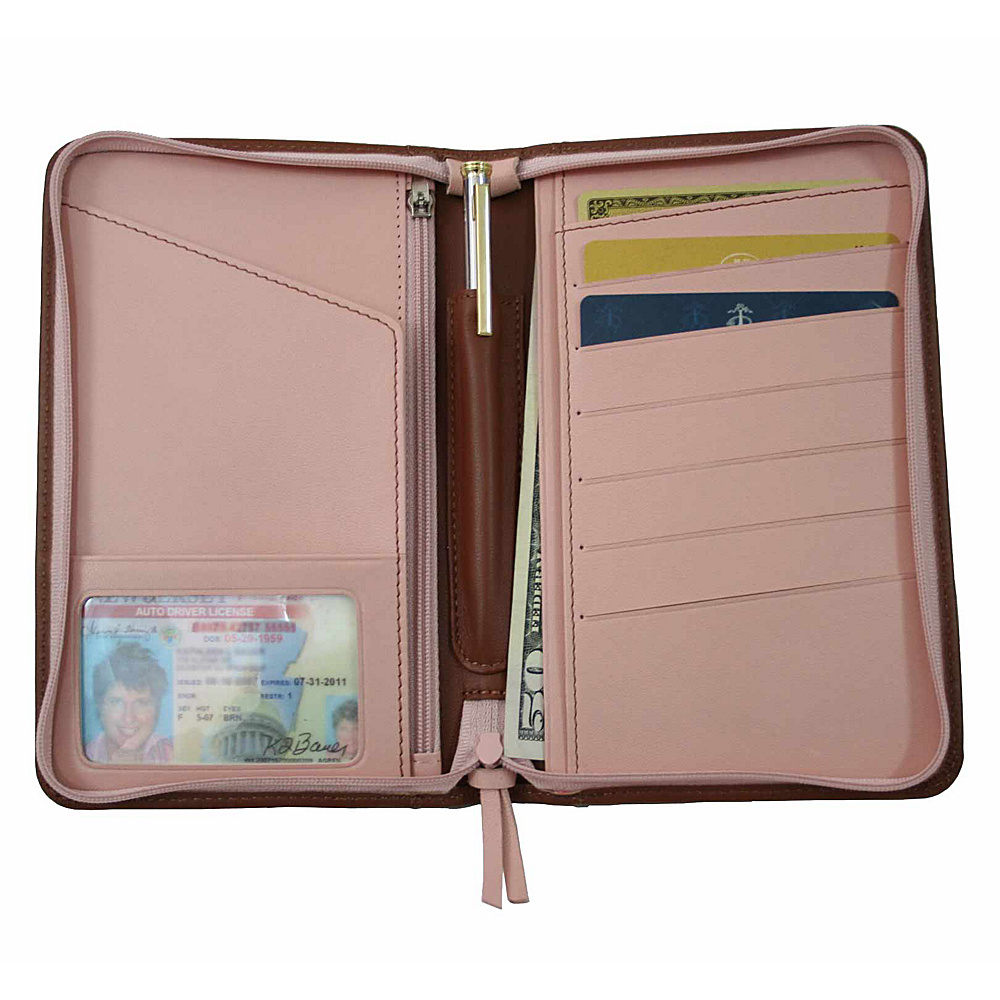 Royce Leather Passport Travel Wallet Tan