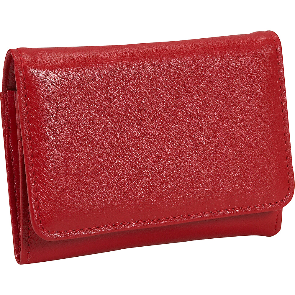 Budd Leather Cowhide Change Purse w Key Ring Red Budd Leather Women s Wallets