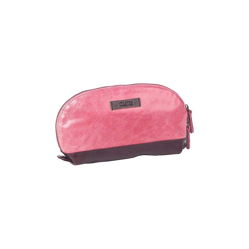 Clava Glazed Leather Accessory Pouch Glazed Pink