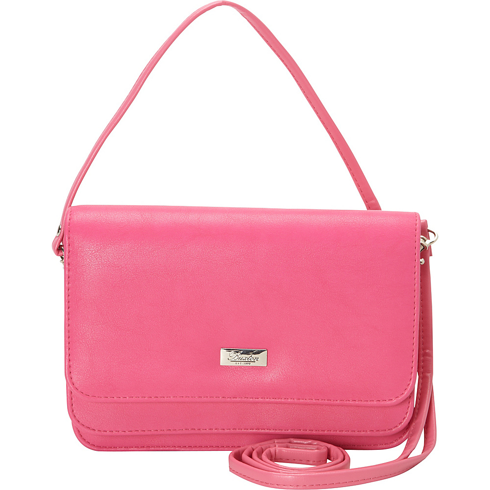Buxton Double Flap Mini Bag with Total Wallet Organization Fuschia Buxton Leather Handbags