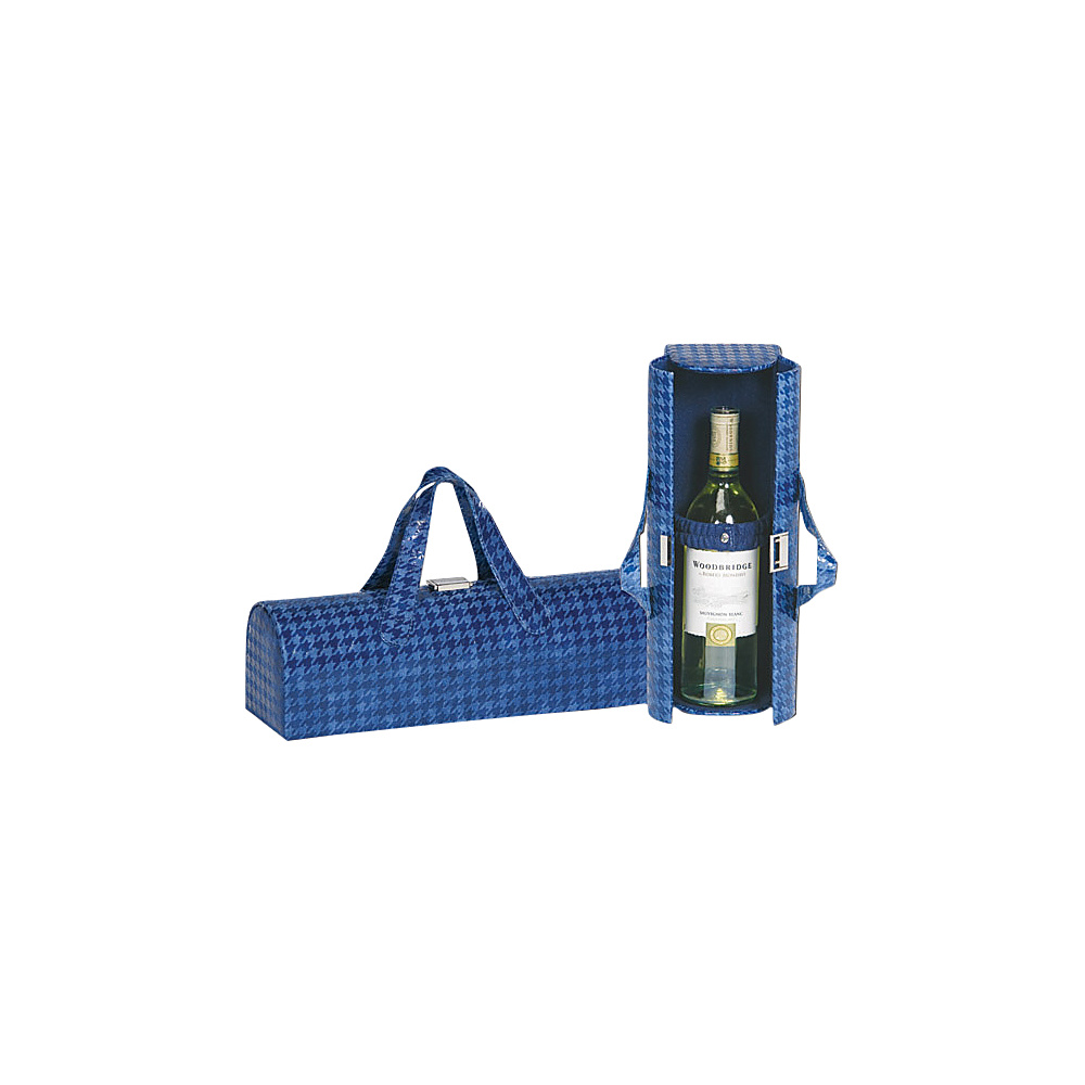 Picnic Plus Carlotta Clutch Wine Bottle Tote Houndstooth Navy Picnic Plus Outdoor Accessories