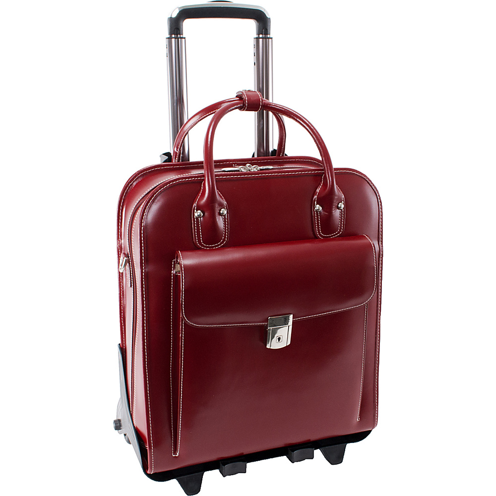 McKlein USA W Series La Grange Leather Vertical Detachable Wheeled Ladies Briefcase Red