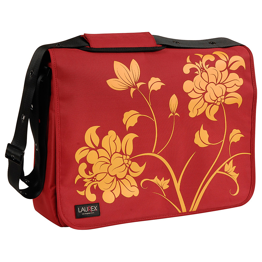 Laurex 17 Laptop Messenger Bag Red Blossom