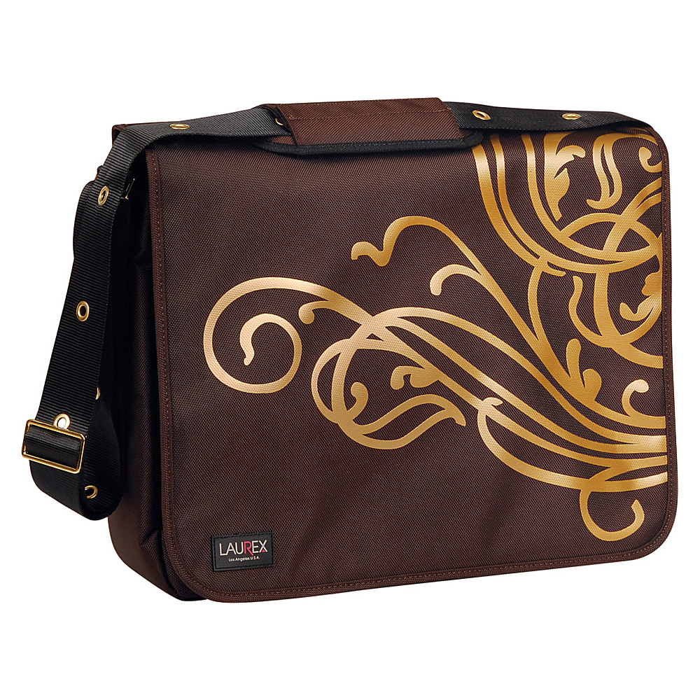 Laurex 17 Laptop Messenger Bag Gold Wave Brown
